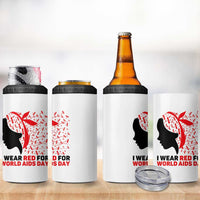 I Wear Red For World AIDS Day 4 in 1 Can Cooler Tumbler HIV Awareness Dragonfly Support Gift - Wonder Print Shop