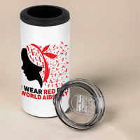 I Wear Red For World AIDS Day 4 in 1 Can Cooler Tumbler HIV Awareness Dragonfly Support Gift - Wonder Print Shop