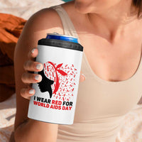 I Wear Red For World AIDS Day 4 in 1 Can Cooler Tumbler HIV Awareness Dragonfly Support Gift - Wonder Print Shop