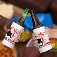 I Wear Red For World AIDS Day 4 in 1 Can Cooler Tumbler HIV Awareness Dragonfly Support Gift - Wonder Print Shop