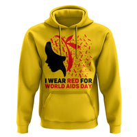 I Wear Red For World AIDS Day Hoodie HIV Awareness Dragonfly Support Gift - Wonder Print Shop