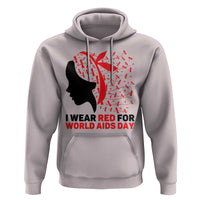 I Wear Red For World AIDS Day Hoodie HIV Awareness Dragonfly Support Gift - Wonder Print Shop