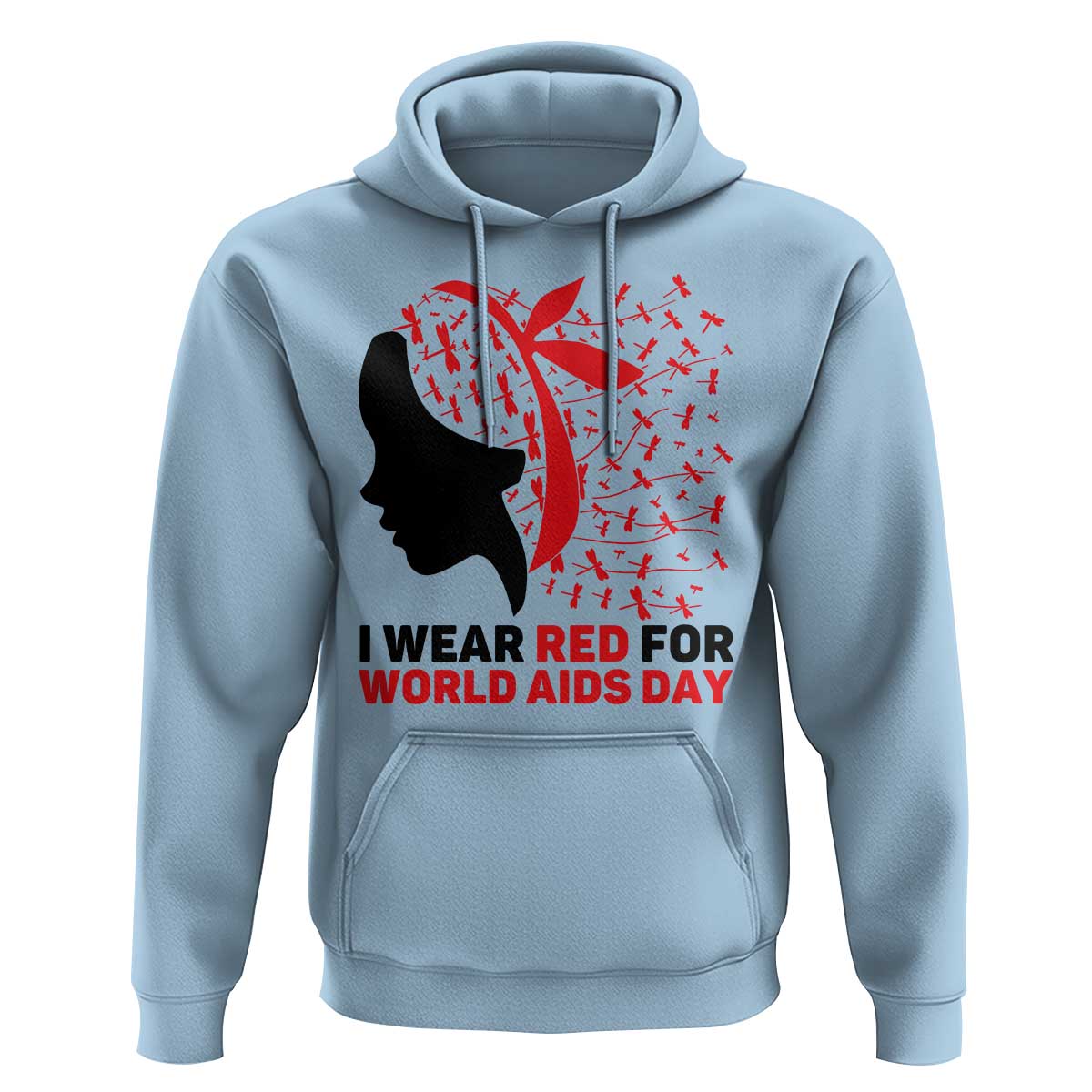 I Wear Red For World AIDS Day Hoodie HIV Awareness Dragonfly Support Gift - Wonder Print Shop