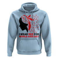 I Wear Red For World AIDS Day Hoodie HIV Awareness Dragonfly Support Gift - Wonder Print Shop