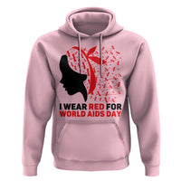 I Wear Red For World AIDS Day Hoodie HIV Awareness Dragonfly Support Gift - Wonder Print Shop