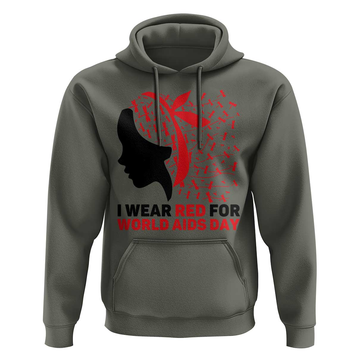 I Wear Red For World AIDS Day Hoodie HIV Awareness Dragonfly Support Gift - Wonder Print Shop