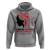 I Wear Red For World AIDS Day Hoodie HIV Awareness Dragonfly Support Gift - Wonder Print Shop