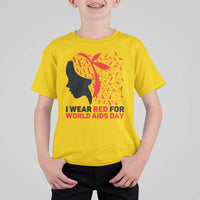 I Wear Red For World AIDS Day T Shirt For Kid HIV Awareness Dragonfly Support Gift - Wonder Print Shop