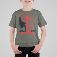 I Wear Red For World AIDS Day T Shirt For Kid HIV Awareness Dragonfly Support Gift - Wonder Print Shop