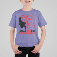 I Wear Red For World AIDS Day T Shirt For Kid HIV Awareness Dragonfly Support Gift - Wonder Print Shop