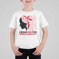 I Wear Red For World AIDS Day T Shirt For Kid HIV Awareness Dragonfly Support Gift - Wonder Print Shop