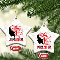 I Wear Red For World AIDS Day Ceramic Ornament HIV Awareness Dragonfly Support Gift - Wonder Print Shop