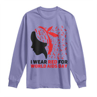 I Wear Red For World AIDS Day Long Sleeve Shirt HIV Awareness Dragonfly Support Gift - Wonder Print Shop