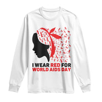 I Wear Red For World AIDS Day Long Sleeve Shirt HIV Awareness Dragonfly Support Gift - Wonder Print Shop