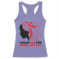 I Wear Red For World AIDS Day Racerback Tank Top HIV Awareness Dragonfly Support Gift - Wonder Print Shop