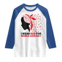 I Wear Red For World AIDS Day Raglan Shirt HIV Awareness Dragonfly Support Gift - Wonder Print Shop