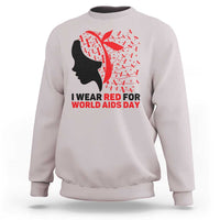 I Wear Red For World AIDS Day Sweatshirt HIV Awareness Dragonfly Support Gift - Wonder Print Shop