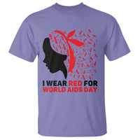 I Wear Red For World AIDS Day T Shirt HIV Awareness Dragonfly Support Gift - Wonder Print Shop