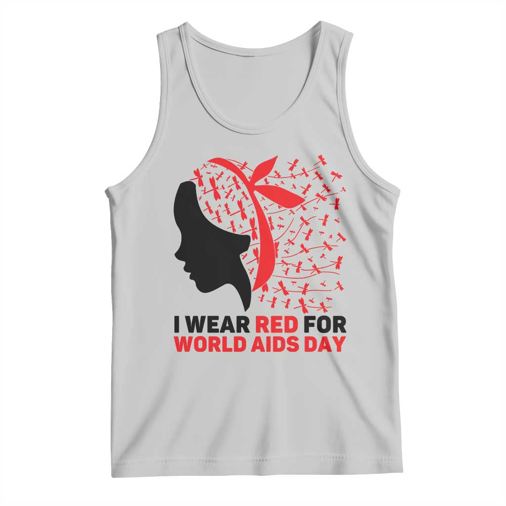 I Wear Red For World AIDS Day Tank Top HIV Awareness Dragonfly Support Gift - Wonder Print Shop