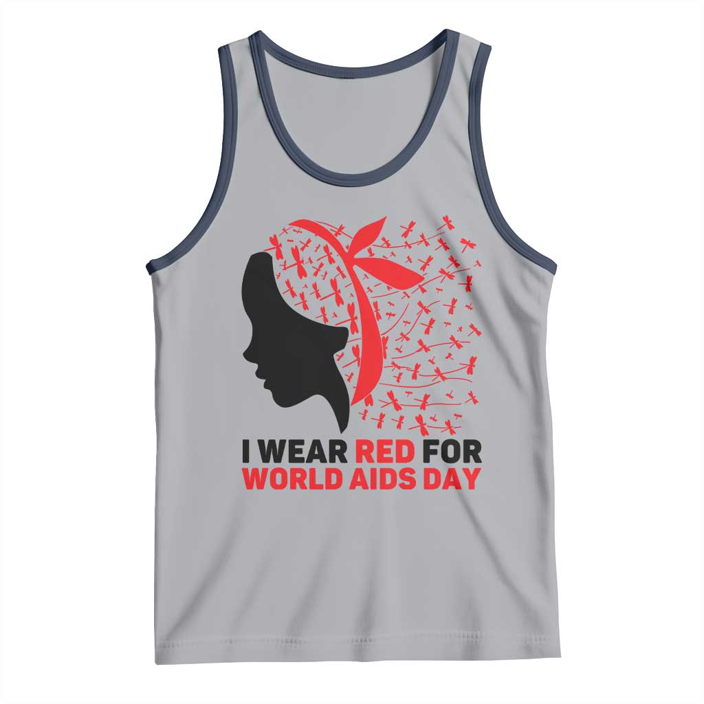 I Wear Red For World AIDS Day Tank Top HIV Awareness Dragonfly Support Gift - Wonder Print Shop