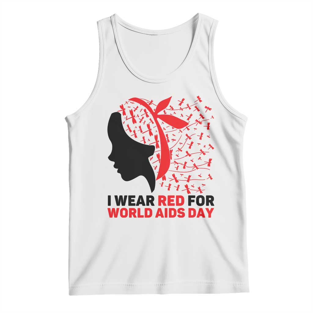 I Wear Red For World AIDS Day Tank Top HIV Awareness Dragonfly Support Gift - Wonder Print Shop