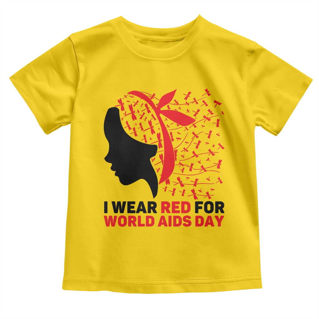 I Wear Red For World AIDS Day Toddler T Shirt HIV Awareness Dragonfly Support Gift - Wonder Print Shop