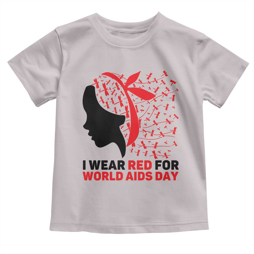 I Wear Red For World AIDS Day Toddler T Shirt HIV Awareness Dragonfly Support Gift - Wonder Print Shop
