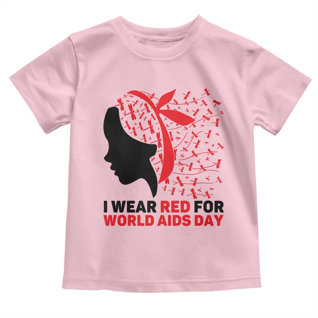 I Wear Red For World AIDS Day Toddler T Shirt HIV Awareness Dragonfly Support Gift - Wonder Print Shop