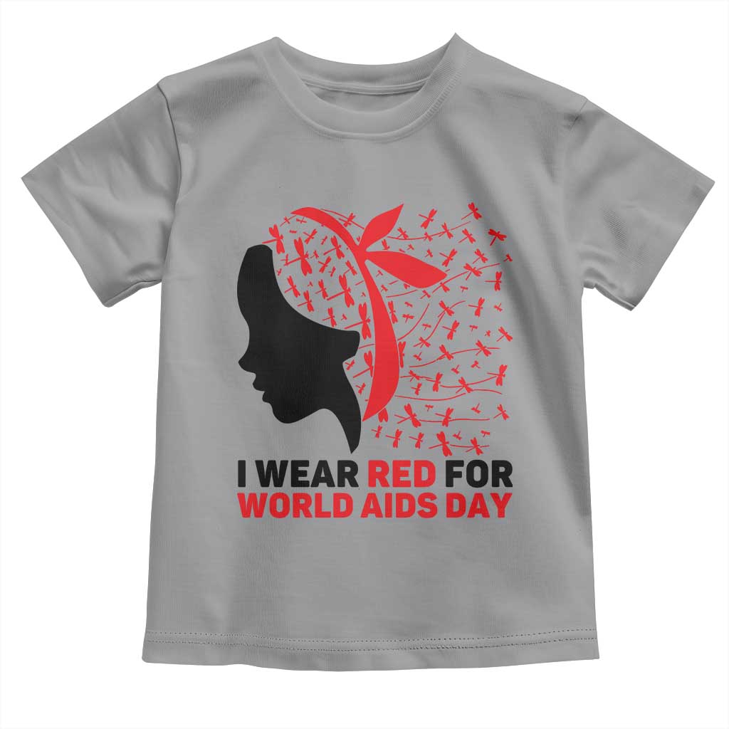 I Wear Red For World AIDS Day Toddler T Shirt HIV Awareness Dragonfly Support Gift - Wonder Print Shop
