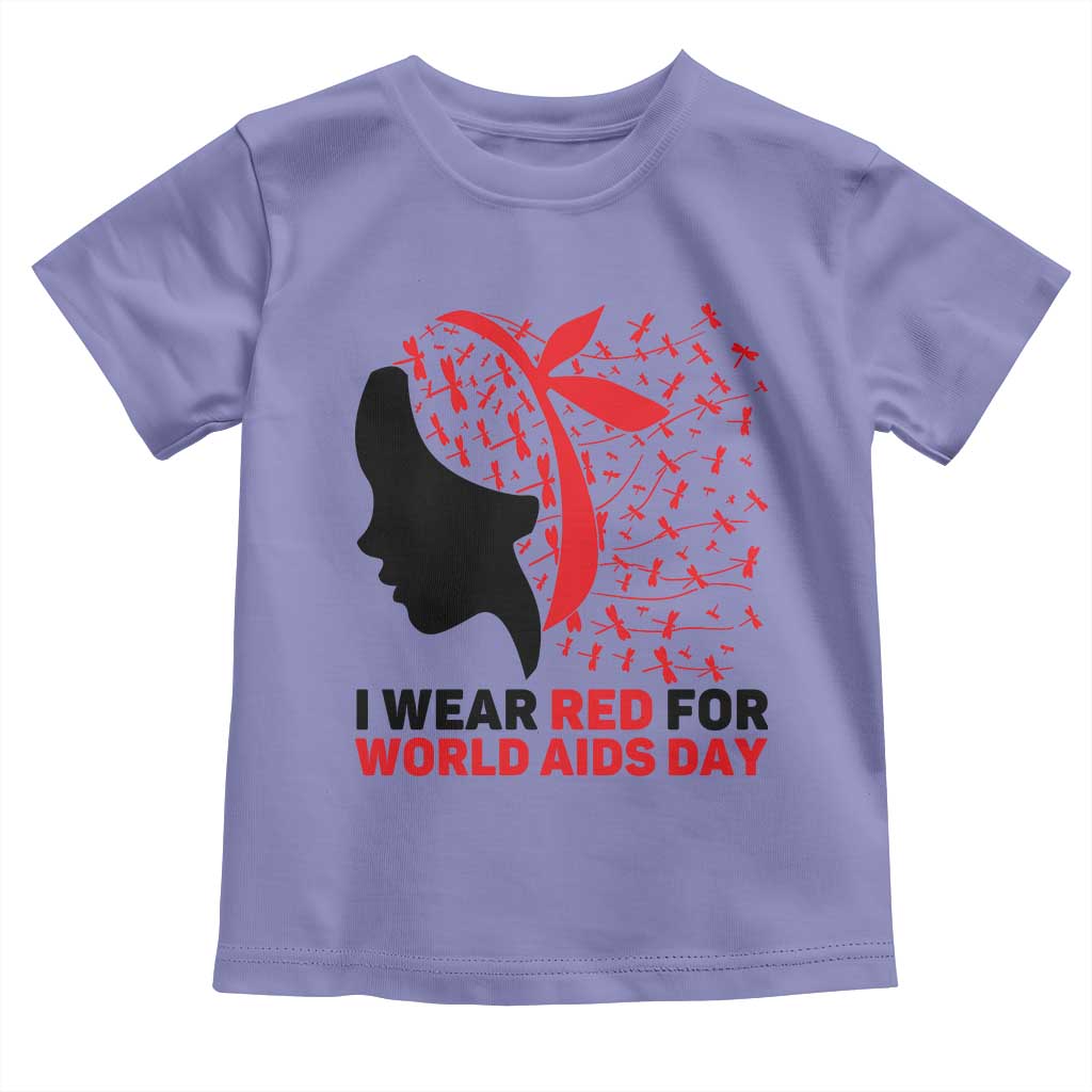 I Wear Red For World AIDS Day Toddler T Shirt HIV Awareness Dragonfly Support Gift - Wonder Print Shop