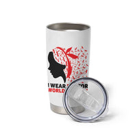 I Wear Red For World AIDS Day Tumbler Cup HIV Awareness Dragonfly Support Gift - Wonder Print Shop