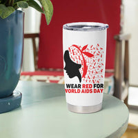 I Wear Red For World AIDS Day Tumbler Cup HIV Awareness Dragonfly Support Gift - Wonder Print Shop