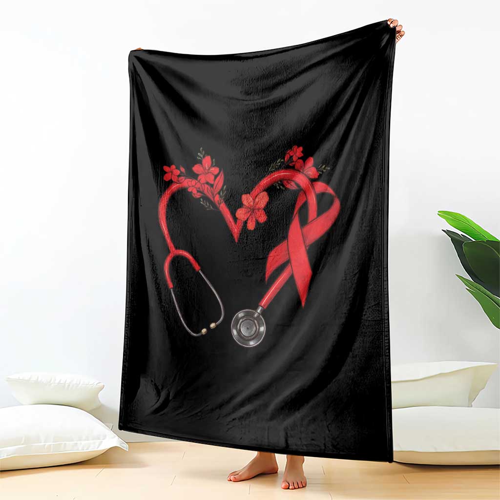 Healthcare Hero HIV Awareness Throw Blanket Red Ribbon Support Gift - Wonder Print Shop