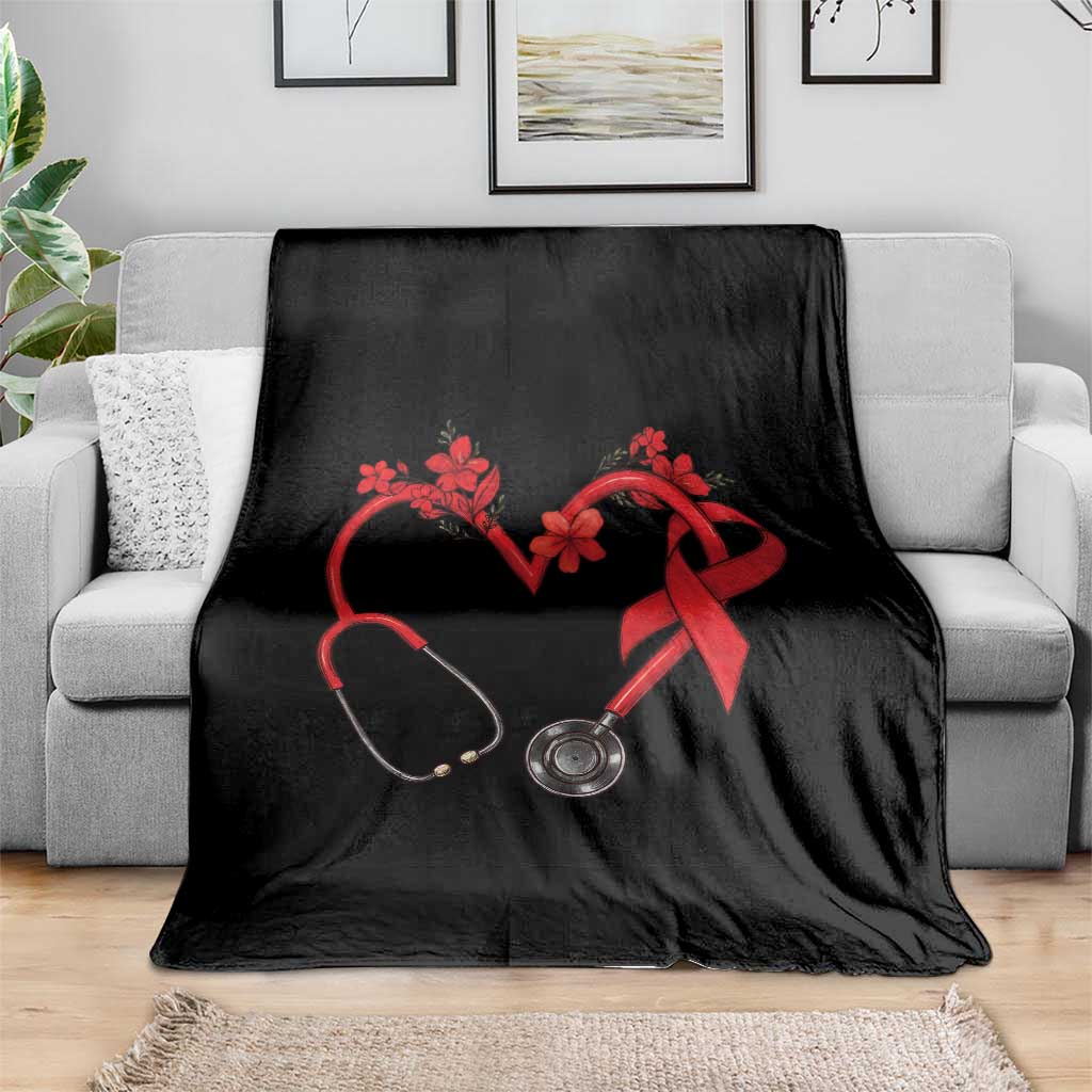 Healthcare Hero HIV Awareness Throw Blanket Red Ribbon Support Gift - Wonder Print Shop