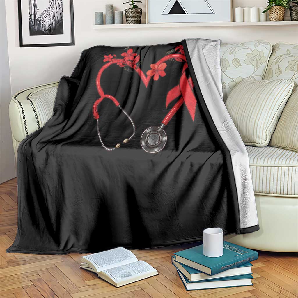 Healthcare Hero HIV Awareness Throw Blanket Red Ribbon Support Gift - Wonder Print Shop