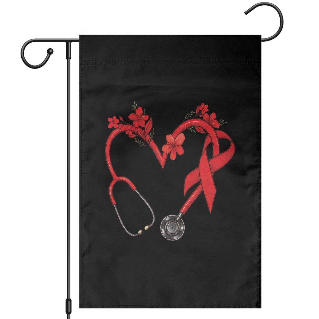 Healthcare Hero HIV Awareness Garden Flag Red Ribbon Support Gift - Wonder Print Shop