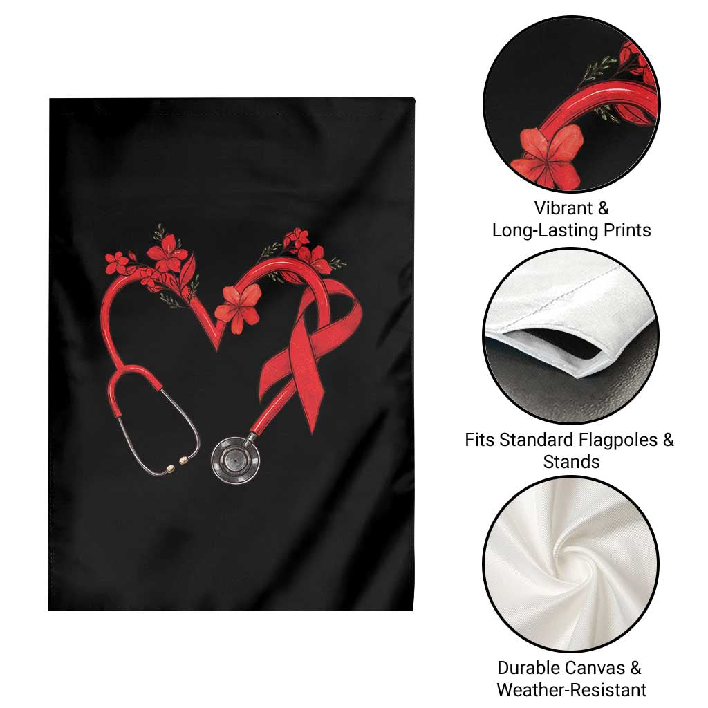 Healthcare Hero HIV Awareness Garden Flag Red Ribbon Support Gift - Wonder Print Shop
