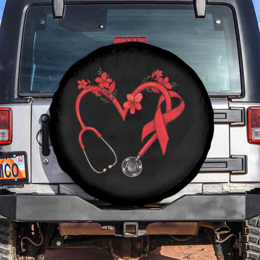 Healthcare Hero HIV Awareness Spare Tire Cover Red Ribbon Support Gift - Wonder Print Shop