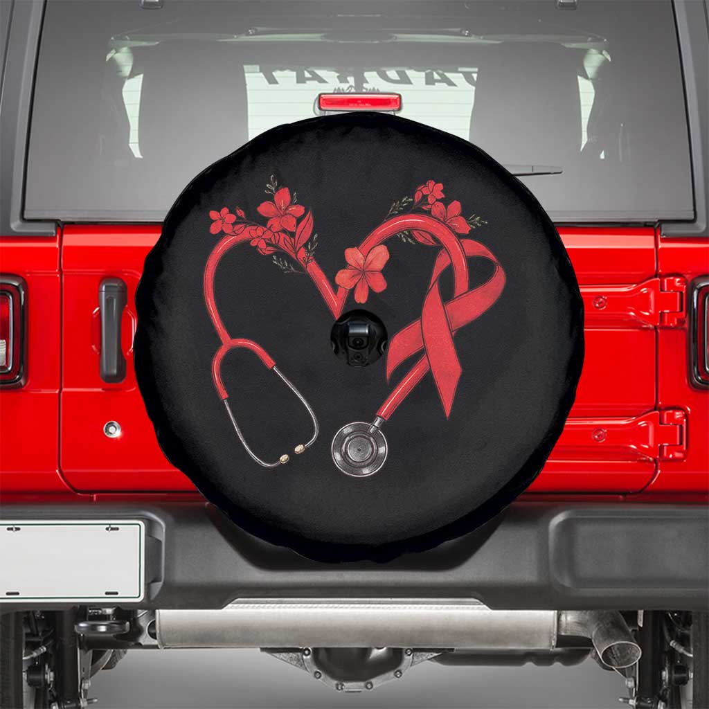 Healthcare Hero HIV Awareness Spare Tire Cover Red Ribbon Support Gift - Wonder Print Shop