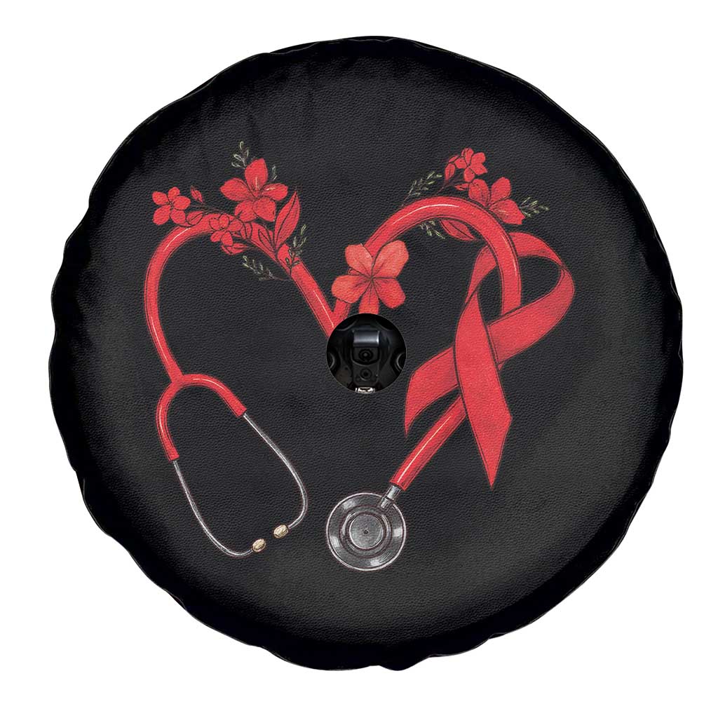 Healthcare Hero HIV Awareness Spare Tire Cover Red Ribbon Support Gift - Wonder Print Shop