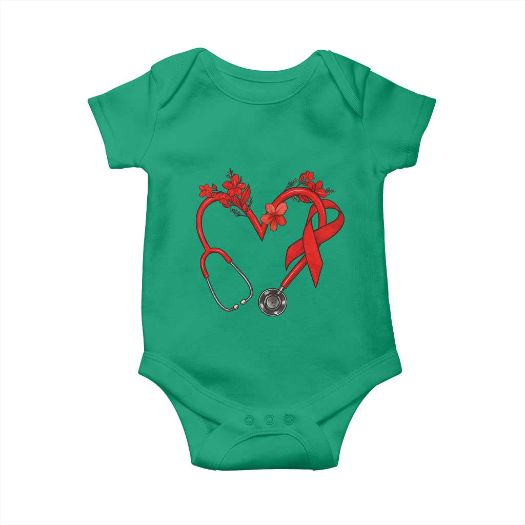 Healthcare Hero HIV Awareness Baby Onesie Red Ribbon Support Gift - Wonder Print Shop