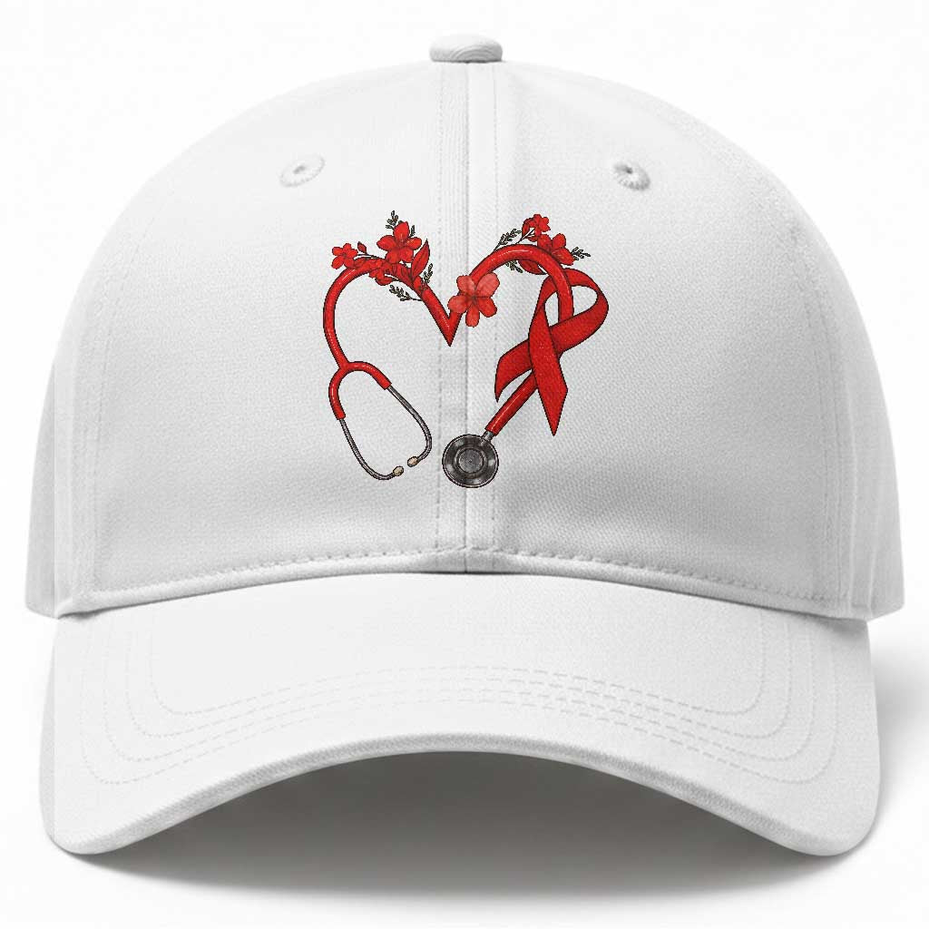 Healthcare Hero HIV Awareness Baseball Cap Red Ribbon Support Gift