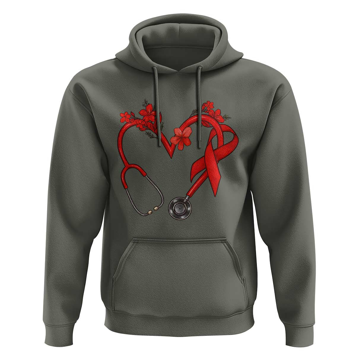 Healthcare Hero HIV Awareness Hoodie Red Ribbon Support Gift - Wonder Print Shop
