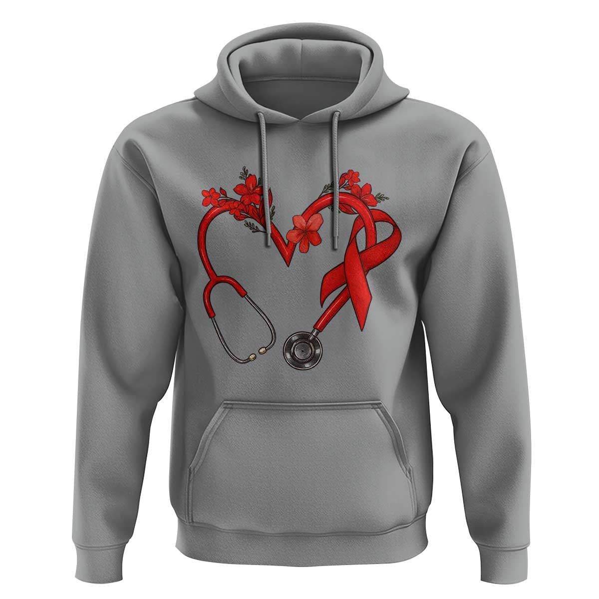 Healthcare Hero HIV Awareness Hoodie Red Ribbon Support Gift - Wonder Print Shop