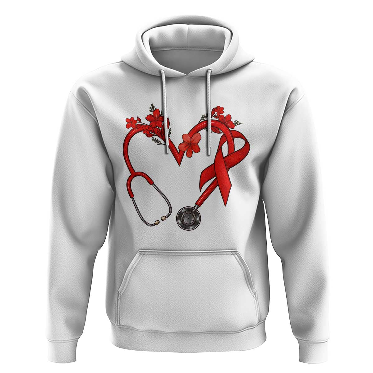 Healthcare Hero HIV Awareness Hoodie Red Ribbon Support Gift - Wonder Print Shop