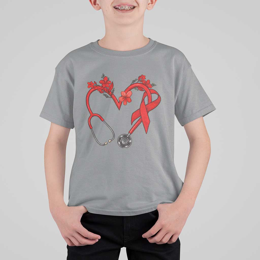 Healthcare Hero HIV Awareness T Shirt For Kid Red Ribbon Support Gift - Wonder Print Shop