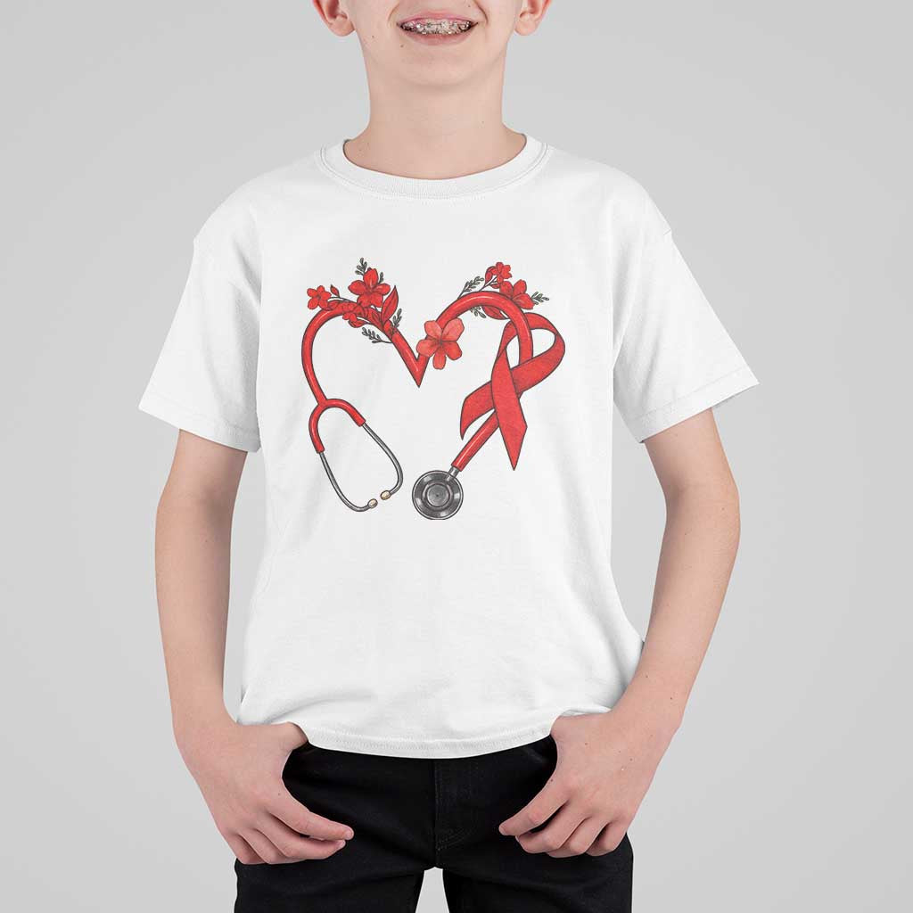 Healthcare Hero HIV Awareness T Shirt For Kid Red Ribbon Support Gift - Wonder Print Shop