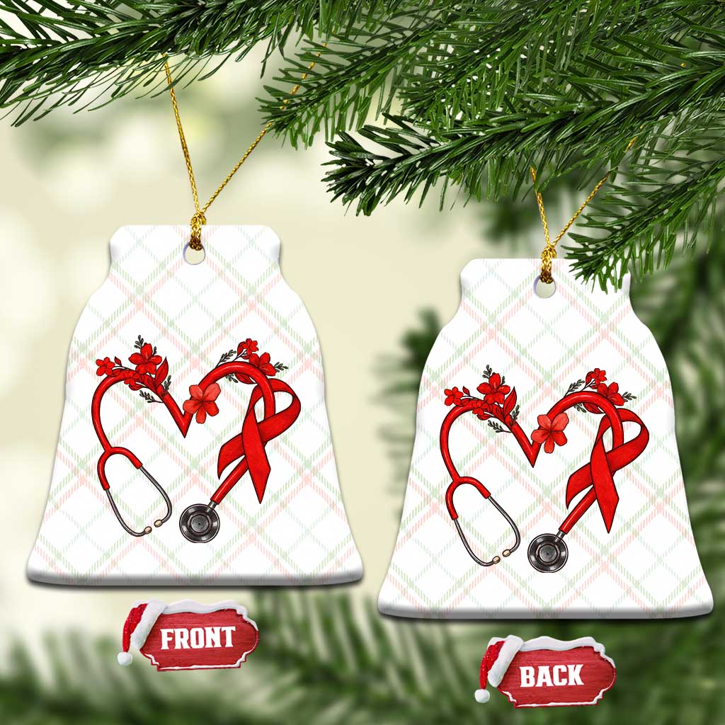 Healthcare Hero HIV Awareness Ceramic Ornament Red Ribbon Support Gift - Wonder Print Shop