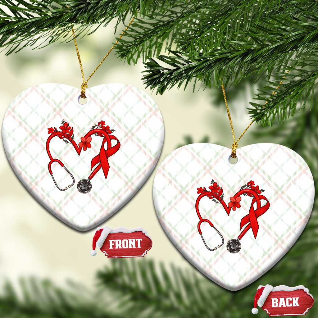 Healthcare Hero HIV Awareness Ceramic Ornament Red Ribbon Support Gift - Wonder Print Shop
