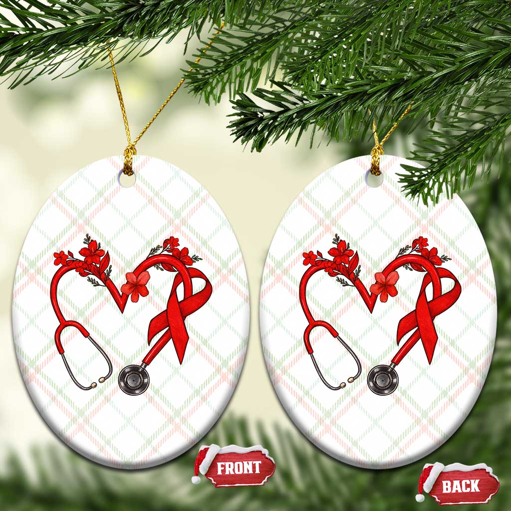 Healthcare Hero HIV Awareness Ceramic Ornament Red Ribbon Support Gift - Wonder Print Shop